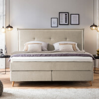 Boxspringbett Aurel 160x200 cm Beige Uni H2/H3 mit Visco Topper