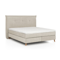 Boxspringbett Aurel 160x200 cm Beige Uni H2/H3 mit Visco Topper