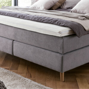 Boxspringbett Aurel 160x200 cm Hellgrau Uni H2 mit Visco Topper