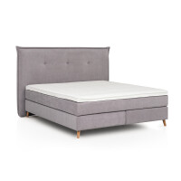 Boxspringbett Aurel 160x200 cm Hellgrau Uni H2 mit Visco Topper