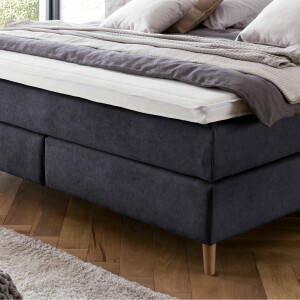 Boxspringbett Aurel 160x220 cm Anthrazit Uni H2 mit Visco Topper