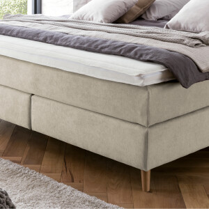 Boxspringbett Aurel 160x220 cm Beige Uni H2/H3 mit Visco Topper