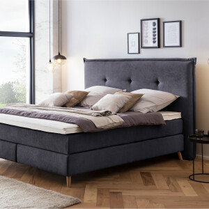 Boxspringbett Aurel 180x200 cm Anthrazit Uni H2 mit Visco...