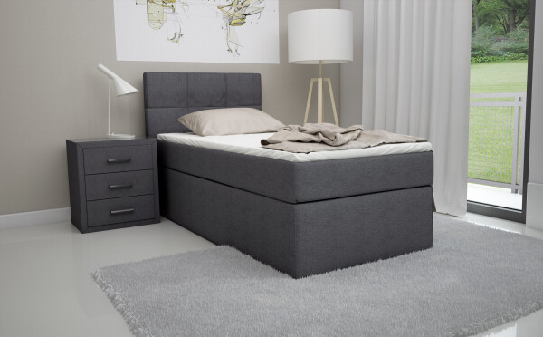 Boxspringbett Bea 100x200 cm Anthrazit H2 mit Visco-Topper