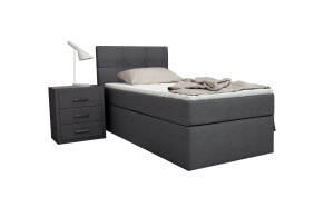 Boxspringbett Bea 100x200 cm Anthrazit H2 mit Visco-Topper