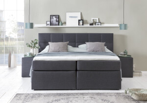 Boxspringbett Bea 160x200 cm Anthrazit H2 mit Visco-Topper