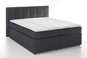 Boxspringbett Bea 160x200 cm Anthrazit H2 mit Visco-Topper