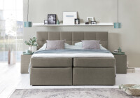 Boxspringbett Bea 100x200 cm Beige/Grau H2 mit Visco-Topper