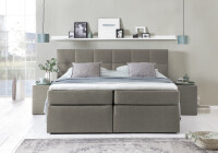 Boxspringbett Bea 160x200 cm Beige/Grau H3 mit Visco-Topper