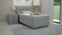 Boxspringbett Bea 100x200 cm Hellgrau H2 mit Visco-Topper