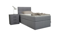 Boxspringbett Bea 100x200 cm Hellgrau H2 mit Visco-Topper