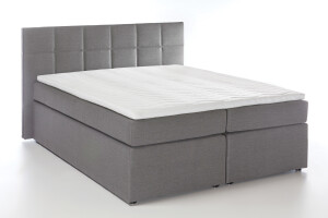 Boxspringbett Bea 140x200 cm Hellgrau H2 mit Visco-Topper