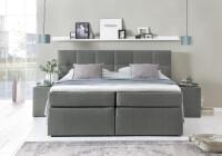 Boxspringbett Bea 160x220 cm Hellgrau H2 mit Visco-Topper