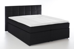 Boxspringbett Bea 140x200 cm Schwarz H2 mit Visco-Topper