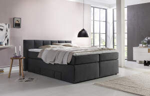 Boxspringbett Beatrice mit Bettkasten 140x200 cm Anthrazit H2