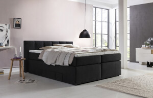 Boxspringbett Beatrice mit Bettkasten 140x200 cm Schwarz H2