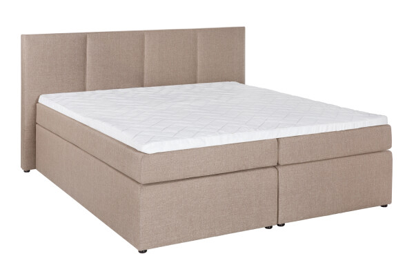 Boxspringbett KAZ Beige/grau 140x200 cm H2 mit Visco-Topper