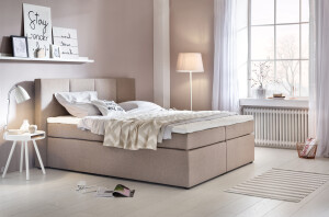 Boxspringbett KAZ Beige/grau 160x200 cm H2/H3 mit...