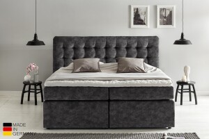 Boxspringbett Perris mit Visco-Topper Anthrazit Muster H2 140x200 cm