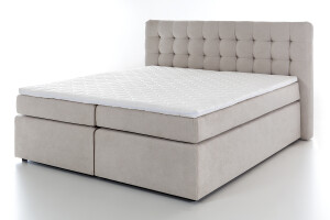 Boxspringbett Perris mit Visco-Topper Beige Uni H2 140x200 cm