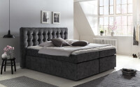 Boxspringbett Perris mit Visco-Topper Anthrazit Muster H3 160x220 cm