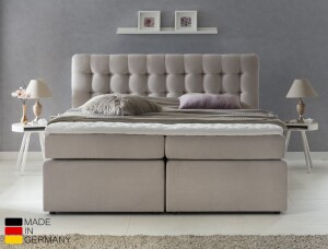 Boxspringbett Perris mit Visco-Topper Beige Uni H2...