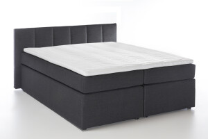 Boxspringbett Valina 220x220 cm Anthrazit H3 mit Visco-Topper