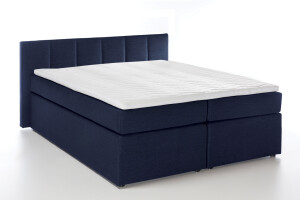 Boxspringbett Bea mit Visco-Topper Midnight Blue H2/H3 200x200cm mit niedrigem Kopfteil