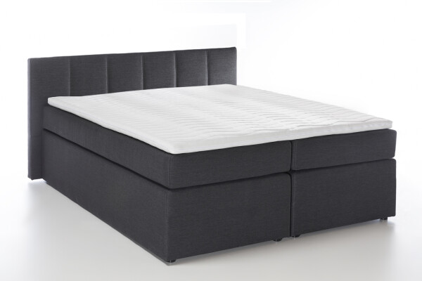 Boxspringbett Bea mit Visco-Topper Anthrazit H2/H3 160x200cm mit niedrigem Kopfteil