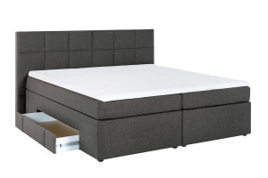 Boxspringbett Bea mit Visco-Topper Anthrazit H3 200x200cm mit Bettkasten