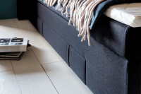 Boxspringbett Bea mit Visco-Topper Midnight Blue H2 180x200cm mit Bettkasten