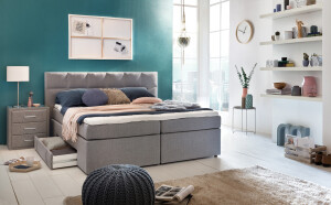 Boxspringbett Bea mit Visco-Topper Hellgrau H2/H3...