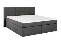 Boxspringbett Bea mit Visco-Topper Anthrazit H2 140x200cm mit Bettkasten