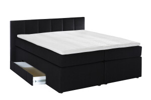 Boxspringbett Valina inkl. Visco-Topper 200x200cm mit Bettkasten Schwarz H2/H3