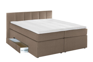 Boxspringbett Valina inkl. Visco-Topper 200x200cm mit Bettkasten Beige/Grau H2/H3