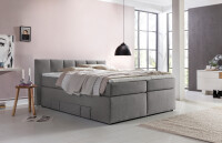 Boxspringbett Valina inkl. Visco-Topper 200x200cm mit Bettkasten Hellgrau H2/H3