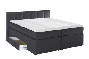 Boxspringbett Valina inkl. Visco-Topper 200x200cm mit Bettkasten Anthrazit H2/H3