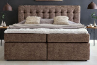 Hochwertiges Boxspringbett Perris in moonrock beige im stilvollem Schlafzimmer und Made in Germany