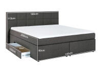 Boxspringbett Andybur Anthrazit 140x200 cm H2 mit Bettkasten