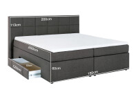 Boxspringbett Andybur Anthrazit 180x200 cm H2 mit Bettkasten