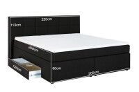 Boxspringbett Andybur Anthrazit 200x200 cm H2 mit Bettkasten