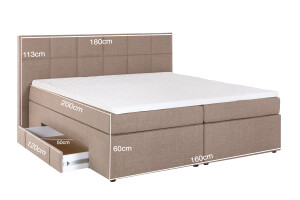 Boxspringbett Andybur Beige/grau 160x200 cm H2 mit Bettkasten