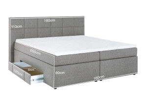 Boxspringbett Andybur Hellgrau 160x200 cm H2 mit Bettkasten