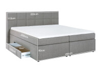 Boxspringbett Andybur Hellgrau 180x200 cm H2/H3 mit Bettkasten