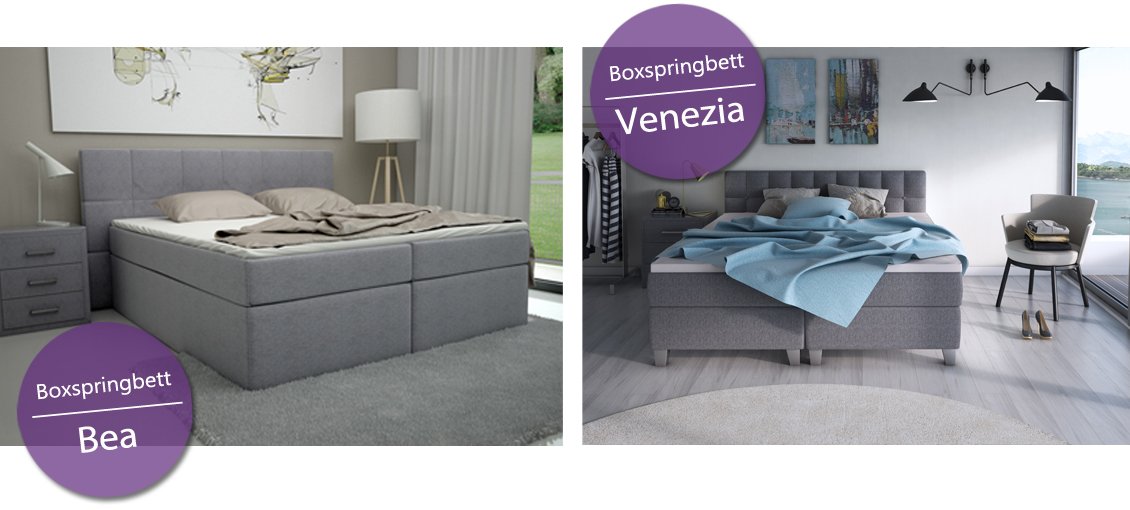 Boxspringbett Bea und Boxspringbett Venezia